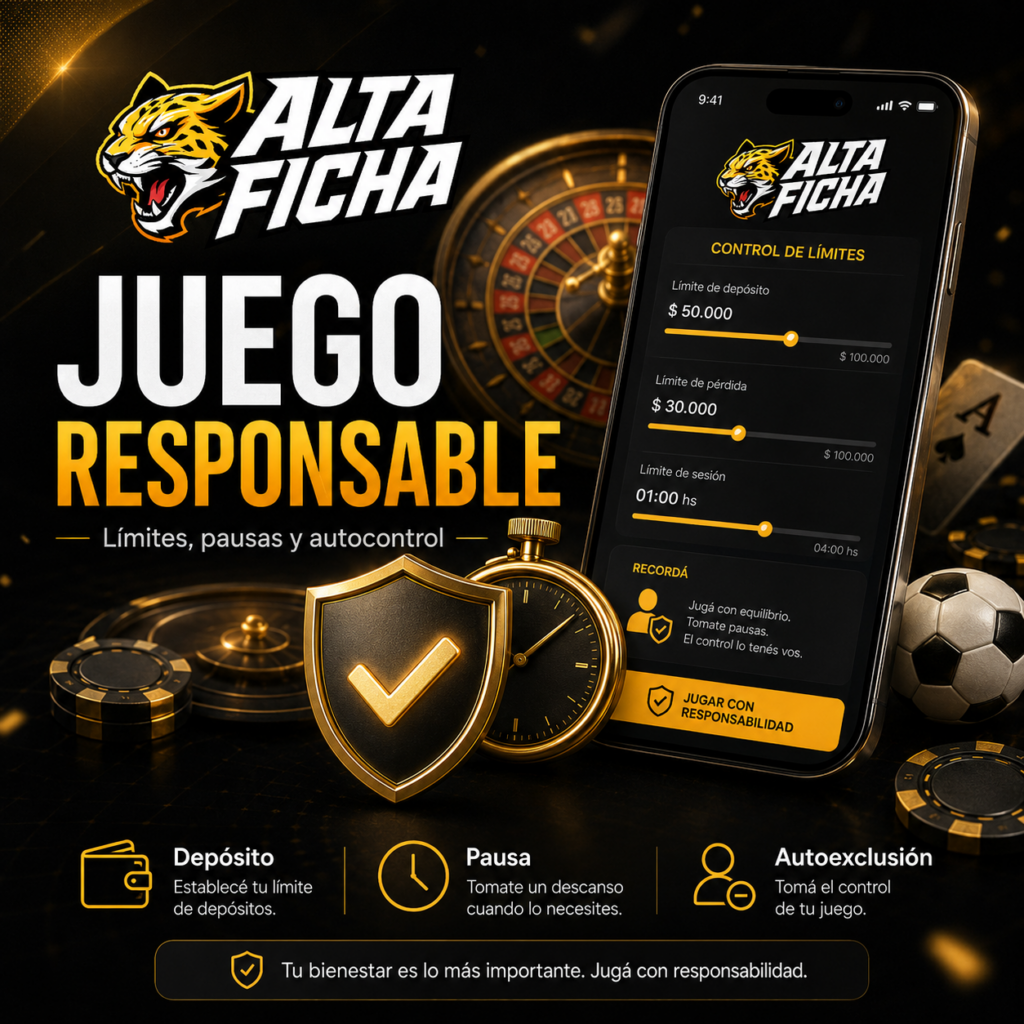 Herramientas de juego responsable de Altaficha con límites, pausas y autoexclusión